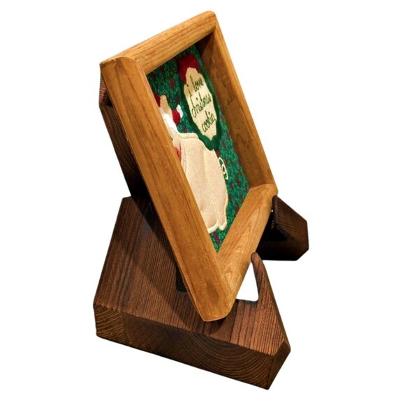 Valories Folk Art Pig Applique Framed 8 x 6" Vintage 80s I Love Christmas Cookin - Picture 5 of 9